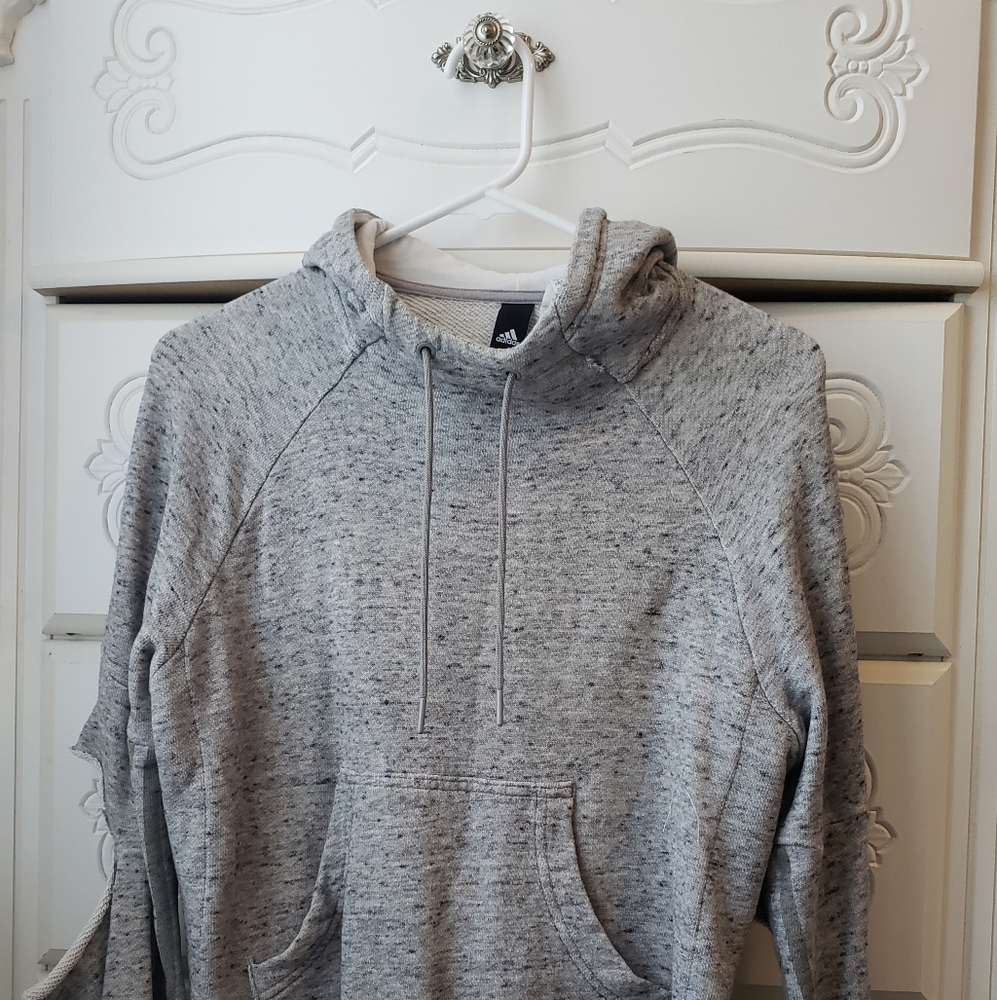 Distressed, gray, cropped hoddie